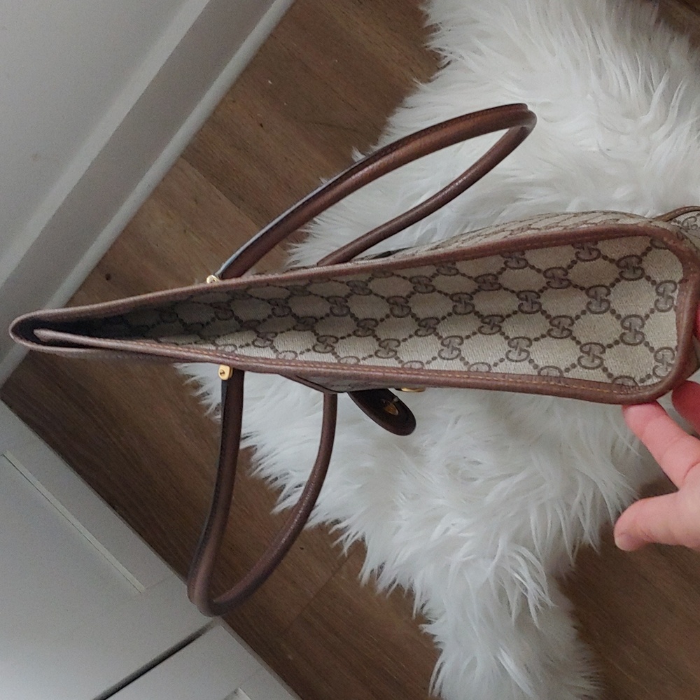 Authentic Vintage Gucci GG Monogram Supreme Sherry Web Clutch Tote Bag - Picture 5 of 10